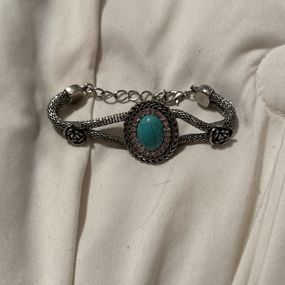 Silver Bracelet with Turquoise Stone